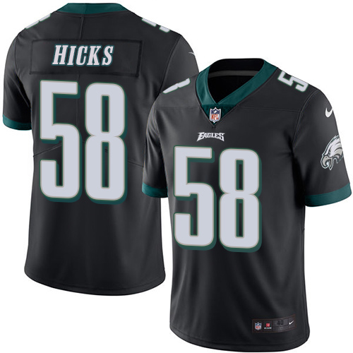 Men's Elite Jordan Hicks Nike Jersey Black - #58 Rush NFL Philadelphia Eagles